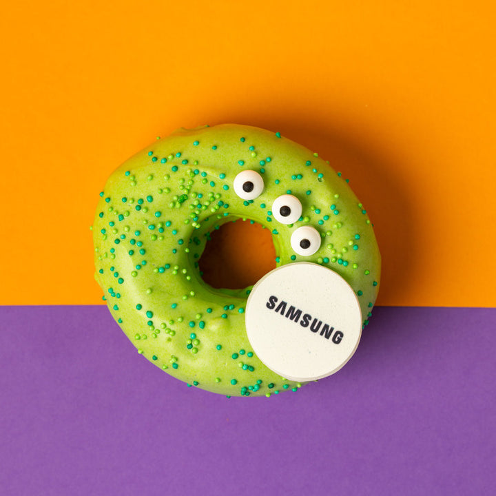 Caja de regalo para donuts "Halloween corporativo" con logotipo (VG)