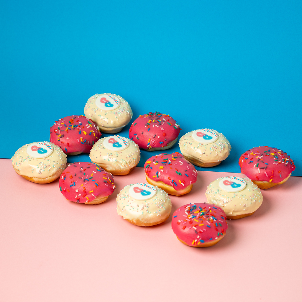 Gender Reveal Mini-Donut Geschenkbox (vegan)