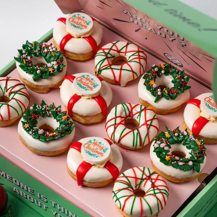 Caja de regalo de mini donuts "Navidad vegana" (VG)