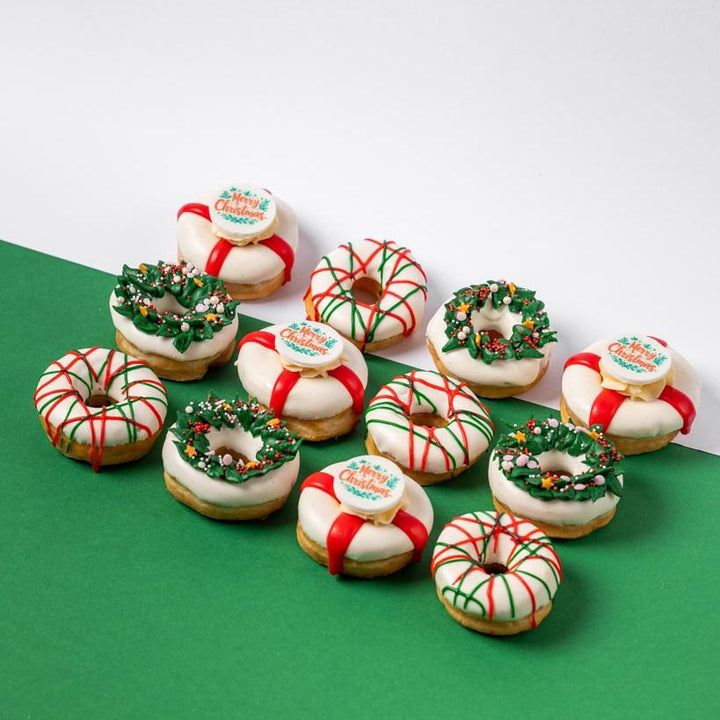 Caja de regalo de mini donuts "Navidad vegana" (VG)